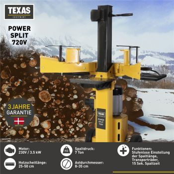 TEXAS Holzspalter Profi Brennholzspalter Power Split 720V 7t 230V 7 Tonnen 3500W 