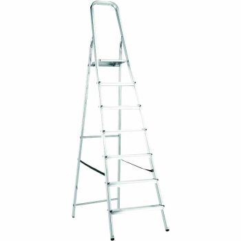 ALPFA Haushaltsleiter 7 Stufen Alu Aluminium Leiter Treppe 3,24m Arbeitshöhe 