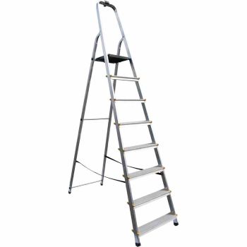 ALPFA Haushaltsleiter 8 Stufen Alu Aluminium Leiter Treppe 3,46m Arbeitshöhe 