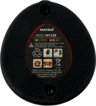 MATRIX Akku Ersatzakku für Kreissäge Akkusäge Akkukreissäge AKCS 12 2 Ah 12 V 