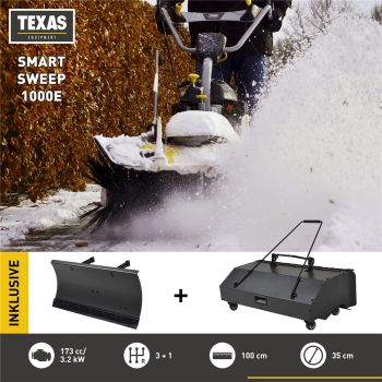 TEXAS Smart Sweep 1000E SET Kehrmaschine Benzin Schneeschieber Laubsammler 100cm 