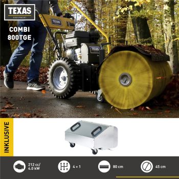 TEXAS Kehrmaschine Benzin Schneekehrmaschine Laubsammler Combi 800TGE Set 3in1 