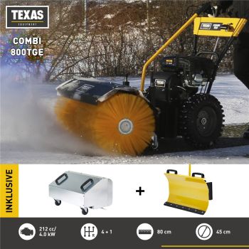 TEXAS Kehrmaschine Benzin Combi 800TGE E-Start Set 4in1 Schneeräumer Laubsammler 