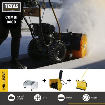 TEXAS Combi 800B 5in1 Benzin Kehrmaschine Schneeräumer Laubsammler Schneefräse 