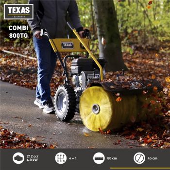 TEXAS Kehrmaschine Benzin 80cm Schneeräumer Laubkehrer Combi 800TG Set 2in1 