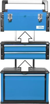GÜDE Werkzeugtrolley GWZT 2/1 3-teilig Werkzeugkoffer mit Schubladen unbestückt 