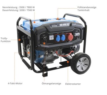 GÜDE Stromerzeuger Benzin Stromgenerator Synchron Notstromaggregat GSE 8701 RS 