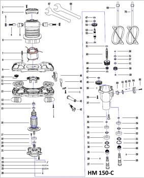 MATRIX Ersatzteil Motorwellenschlüssel für Elektro Doppel Handrührgerät HM-150 C 