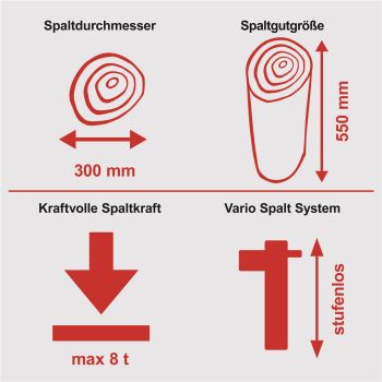 Holzspalter Brennholzspalter 230V HBH HSSN800 stehend 8 Tonnen 8t Spaltkraft 3kW 