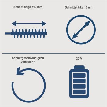 Scheppach Akku Heckenschere 20V 51cm Schnittlänge Trimmer C-HT570-X ohne Akku 