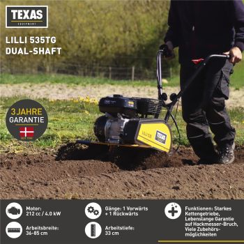 TEXAS Gartenfräse Motorhacke Bodenhacke Bodenfräse Pflug Benzin Lilli 535TG  