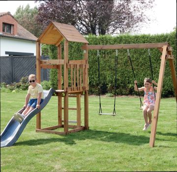 SOULET Spielturm Noumea Kinder Klettergerüst Schaukel Rutsche Spielplatz 