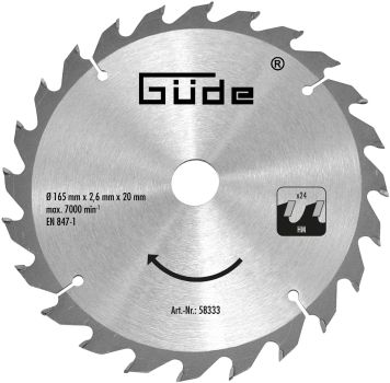 GÜDE Holzsägeblatt HM 165x20 mm - 24 Zähne - Ersatzblatt Sägeblatt