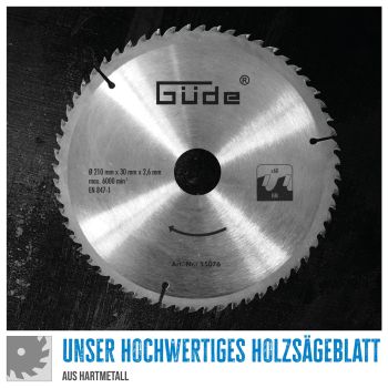 GÜDE Holzsägeblatt HM 210x30 mm - 60 Zähne - Ersatzblatt Sägeblatt