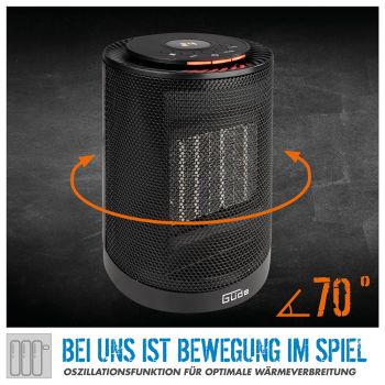 Güde Keramik Heizlüfter GKH 1200 DT, 2 Heizstufen, 15 m³ max. Raumheizverm Timer 