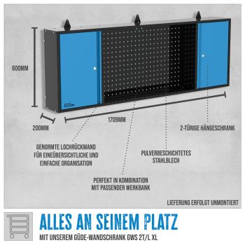 GÜDE Werkstatteinrichtung Wandschrank Werkzeugschrank GWS 2T/L XL 