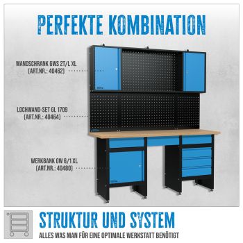 GÜDE Werkstatteinrichtung Wandschrank Werkzeugschrank GWS 2T/L XL 