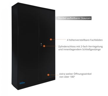 Güde Werkzeugschrank TYP C Black Line Stahlschrank 4 Fachböden, Zylinderschloss 