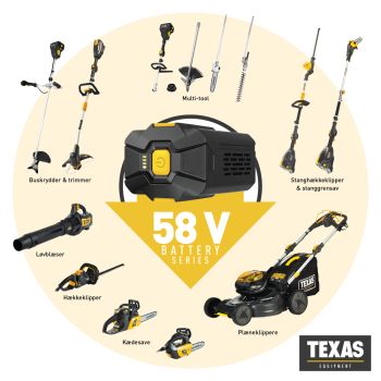 TEXAS PCZ5800 Profi Akku 58V Hochentaster 2,10m Teleskop Kettensäge Astsäge Solo 