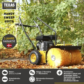 TEXAS Kehrmaschine Benzin Motorbesen Schneefräse Handy Sweep 650TG 212ccm 5,7PS 