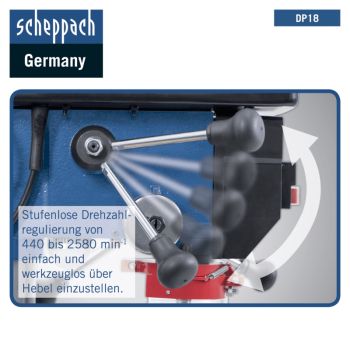 Scheppach Ständerbohrmaschine DP18 Tischbohrmaschine Säulenbohrmaschine Laser Gusseisen|550W|Schnellspann bis 16mm|stufenlos regelbar