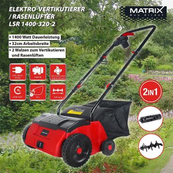 MATRIX elektro Vertikutierer Rasenlüfter Kombigerät LSR 1400-320-2 *gebraucht* 