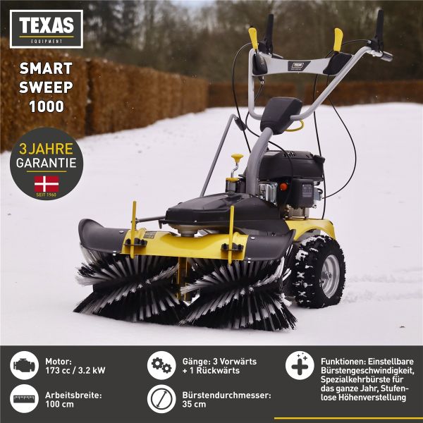 TEXAS Kehrmaschine Benzin Schneekehrmaschine Laubkehrer 100cm Smart Sweep 1000 