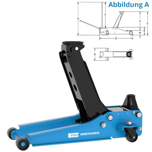 GÜDE 2,5 T Wagenheber für tiefergelegte Autos Rangierwagenheber GRH 2,5/510L 