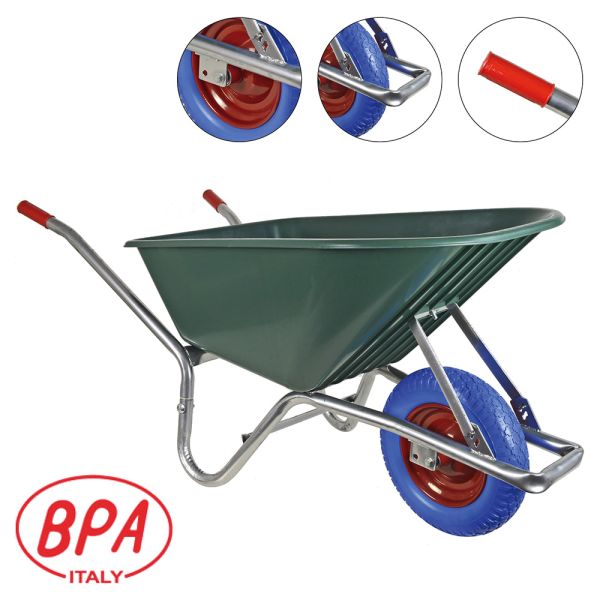 BPA Schubkarre pannensicher Vollgummirad Bauschubkarre 100l PP Mulde *2.WAHL* 