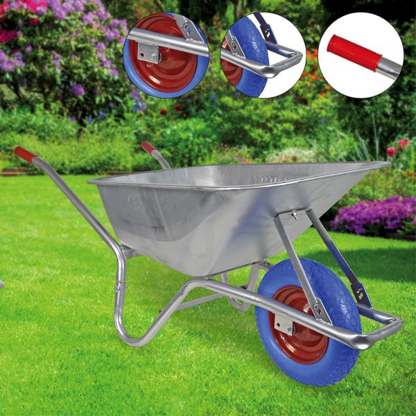 BPA Schubkarre pannensicher Vollgummirad Bauschubkarre Gartenkarre 100l Mulde  