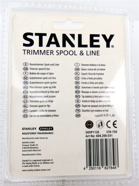 STANLEY Ersatzteil Fadenspule Fadenkopf komplett für Rasentrimmer STR-750 6m 2mm 