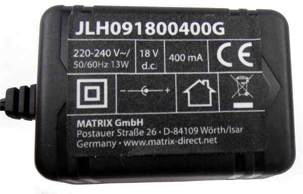 Matrix Akku Ladekabel Adapter für Matrix Akkuschrauber K-AK 14,4 Li 18 V 400 mA 