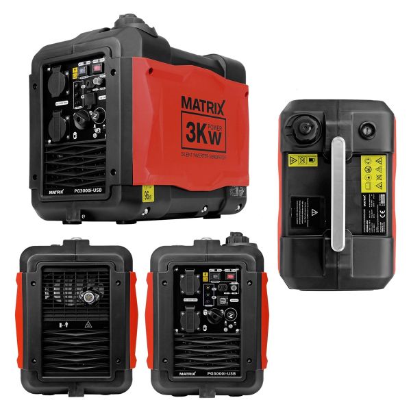 MATRIX Inverter Notstromaggregat Stromerzeuger Benzin 3300W PG3000i-USB 149cm³ 