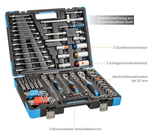 GÜDE Werkzeugkoffer GWZK 157 Werkzeugset 157 teilig in Kunststoffkoffer 