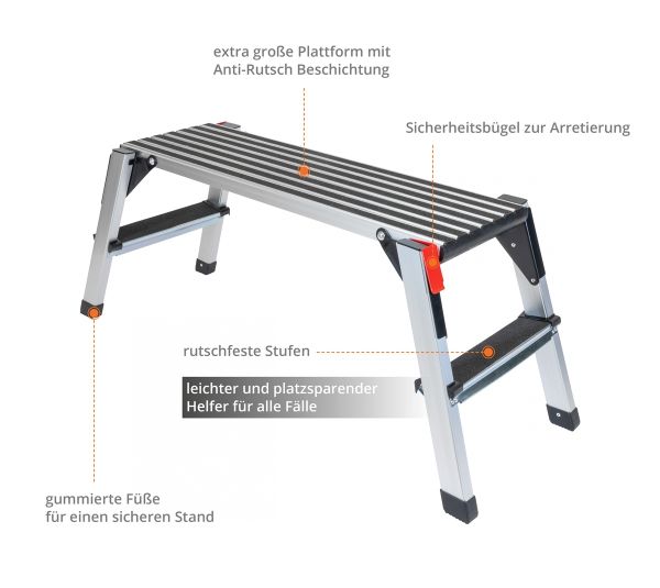 GÜDE GAAP 960 Aluminium Arbeitsplattform Leiter Tritt Trittleiter Hocker 