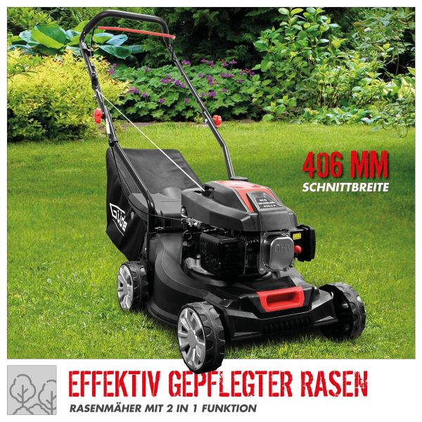 GÜDE Benzin Rasenmäher Mäher 41 cm Schnittbreite Grasmäher ECO WHEELER 412.2 P 