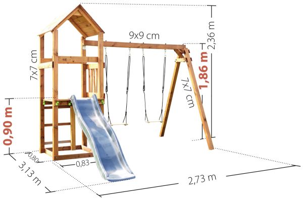 SOULET Spielturm Noumea Kinder Klettergerüst Schaukel Rutsche Spielplatz 