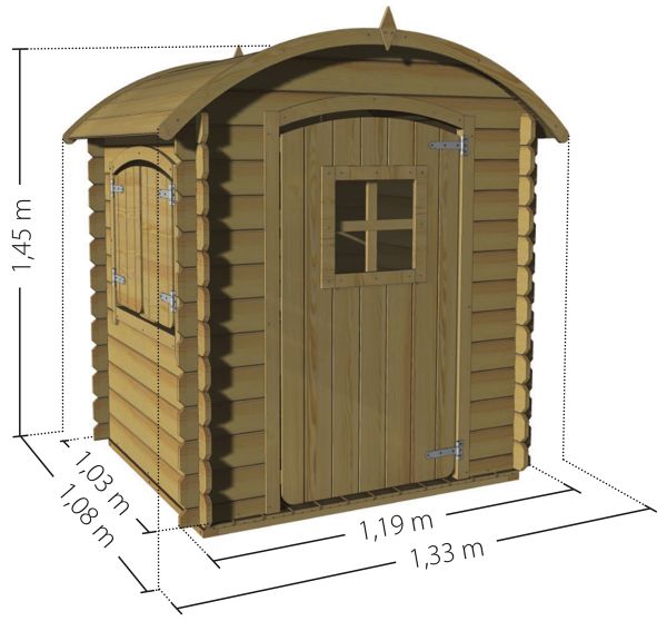 SOULET Spielhaus Patty mit Runddach Garten Holzhaus Outdoor Kinderspielhaus 