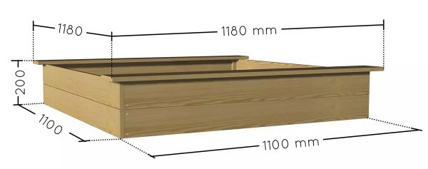 SOULET Sandkasten Holz Holzsandkasten mit Unterlegplane und Abdeckplane 118x118 