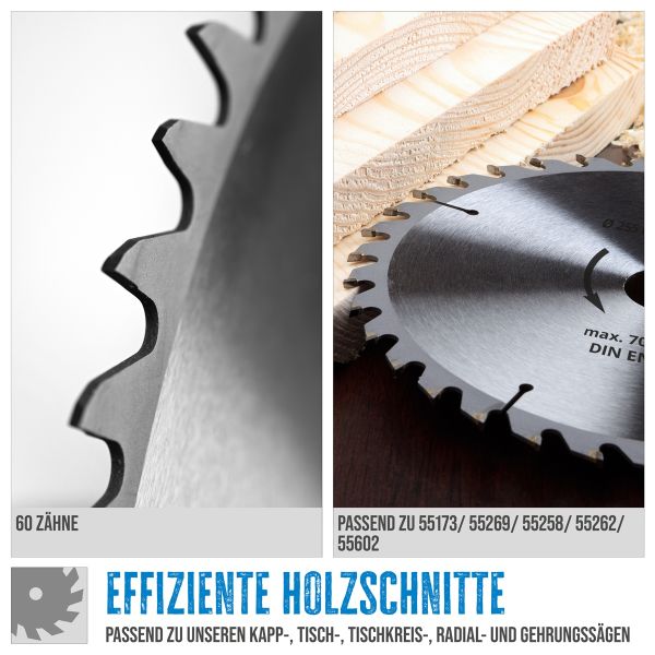 GÜDE Holzsägeblatt HM 255x30 mm - 60 Zähne - Ersatzblatt Sägeblatt