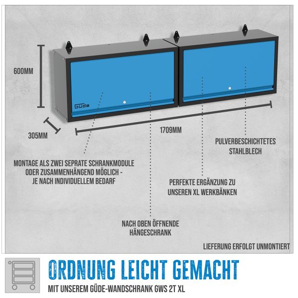 GÜDE Werkstatteinrichtung Wandschrank Werkzeugschrank GWS 2T XL 