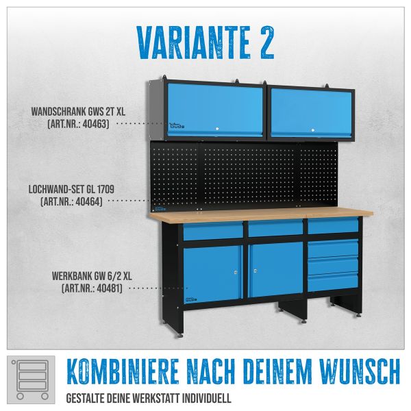 GÜDE Lochwand Set GL 1709 XL Rückwand 3-teilig Werkzeughalter 9x9 Lochmatrix 