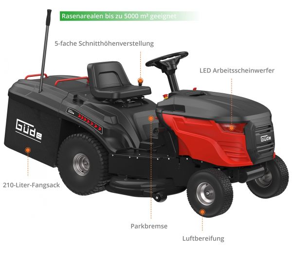 GÜDE Rasentraktor GAR 960 T Hydrostat Aufsitzmäher Rasenmäher 96 cm 11,2 PS 