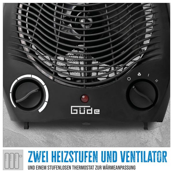 GÜDE Heizlüfter GH 2000 B Heizer 2000 Watt 3 Stufen Lüfter Heizung Thermostat 