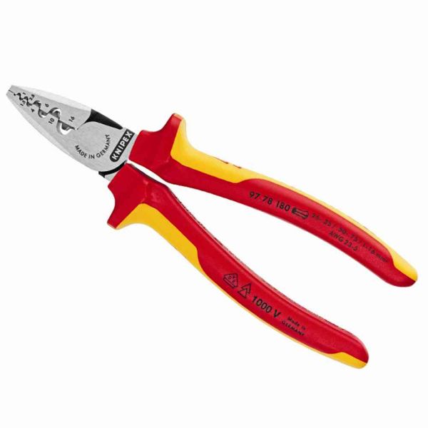 KNIPEX 0307200 Crimpzange 180mm für Aderendhülsen isoliert leichte Bauweise 