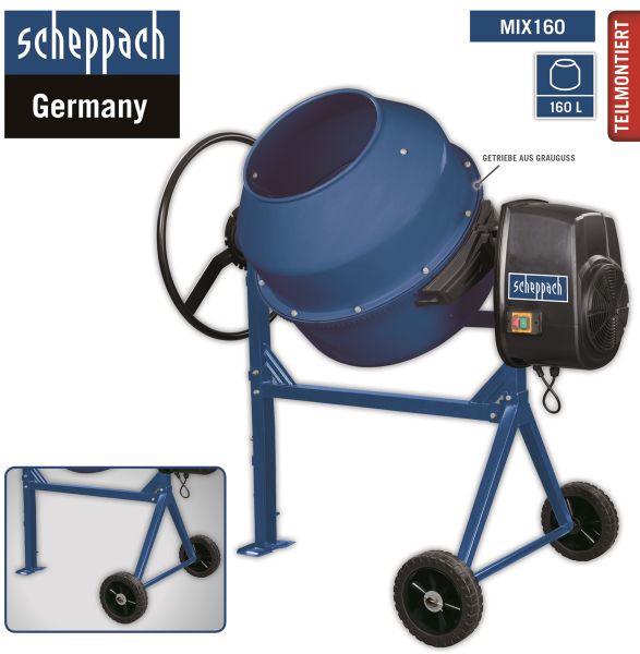 SCHEPPACH Mix 160 L Betonmischer Mörtelmischer Zementmischer **2.WAHL** 