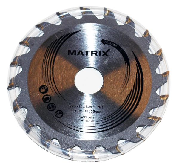 MATRIX Sägeblatt Handkreissäge TCT Ersatzsägeblatt für AKCS 12V Li 85mm 20 Zähne 