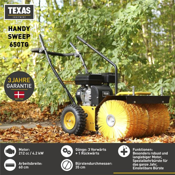 TEXAS Kehrmaschine Benzin Motorbesen Schneefräse Handy Sweep 650TG 212ccm 5,7PS 