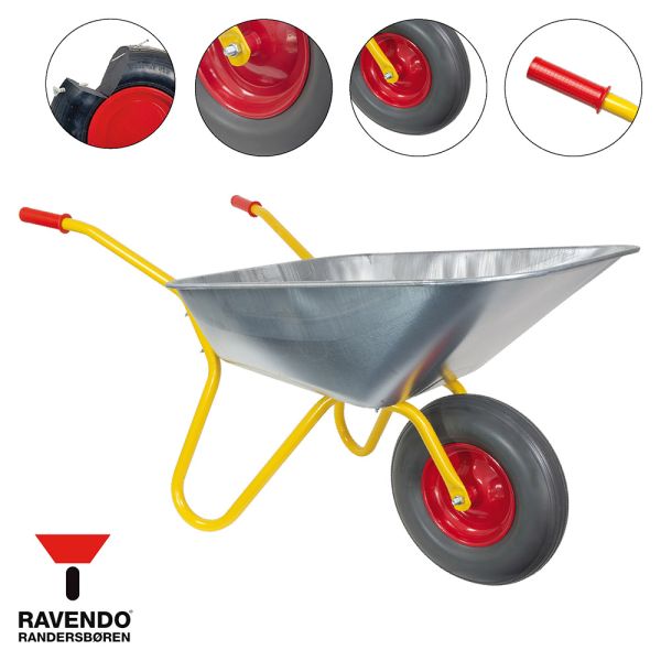 RAVENDO BD1002 PUR Schubkarre Bauschubkarre Gartenkarre 100l *2.WAHL* 