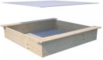 SOULET Sandkasten Holz Holzsandkasten mit Unterlegplane und Abdeckplane 118x118 